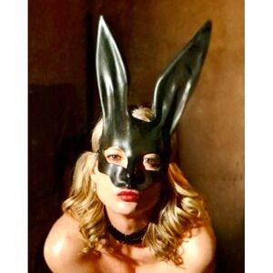 Black Leather Bunny Rabbit Masquerade Mask Cosplay Costume